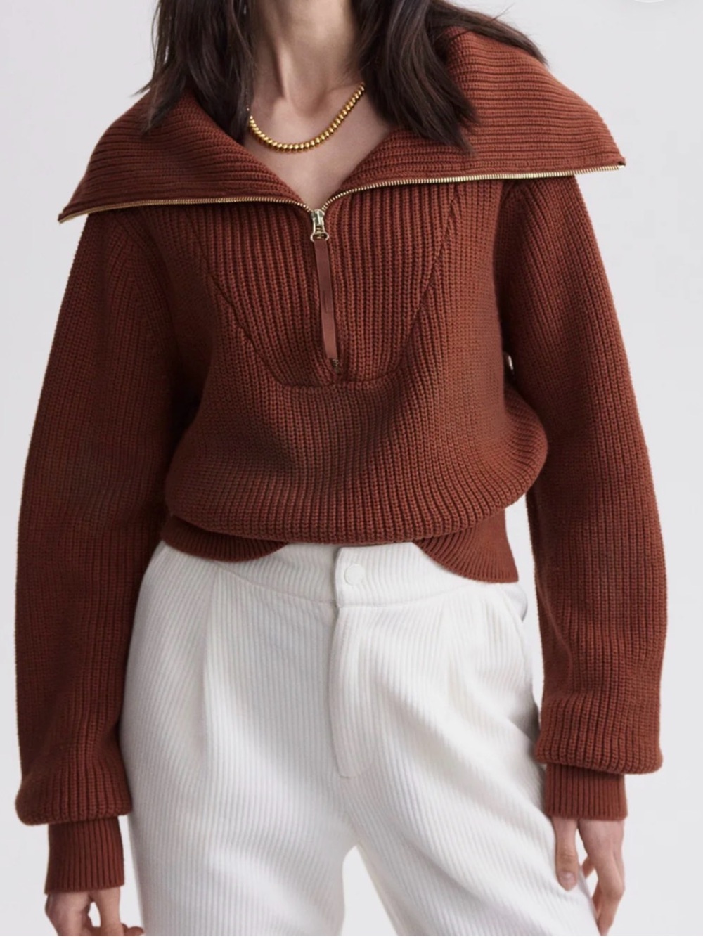 Varley Mentone Half Zip Knit Pullover Tortoise Shell M⁠